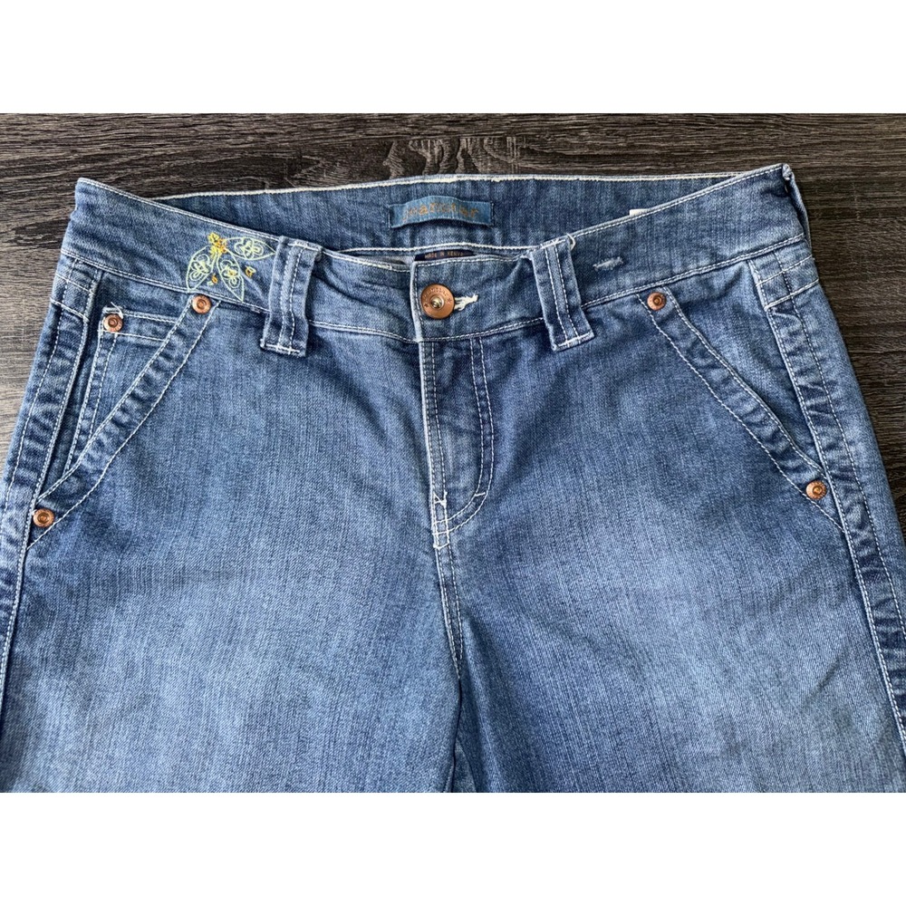Jeanstar Womens 14W Embroidered Cuffed Floral Capri Jeans Y2K Cottagecore Retro - Picture 3 of 11
